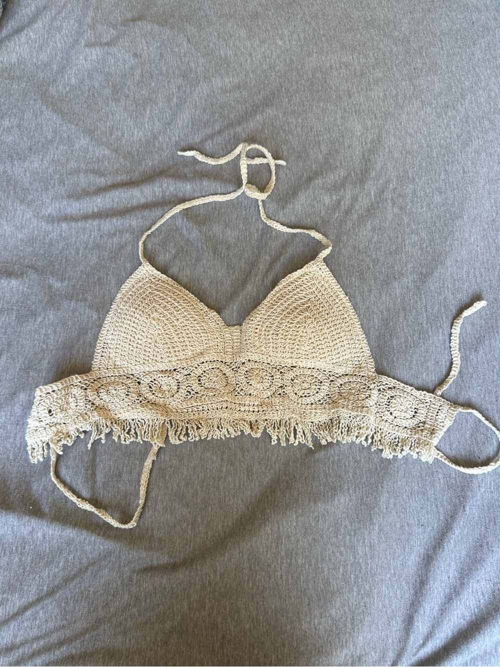 Tan Crochet Tie Top